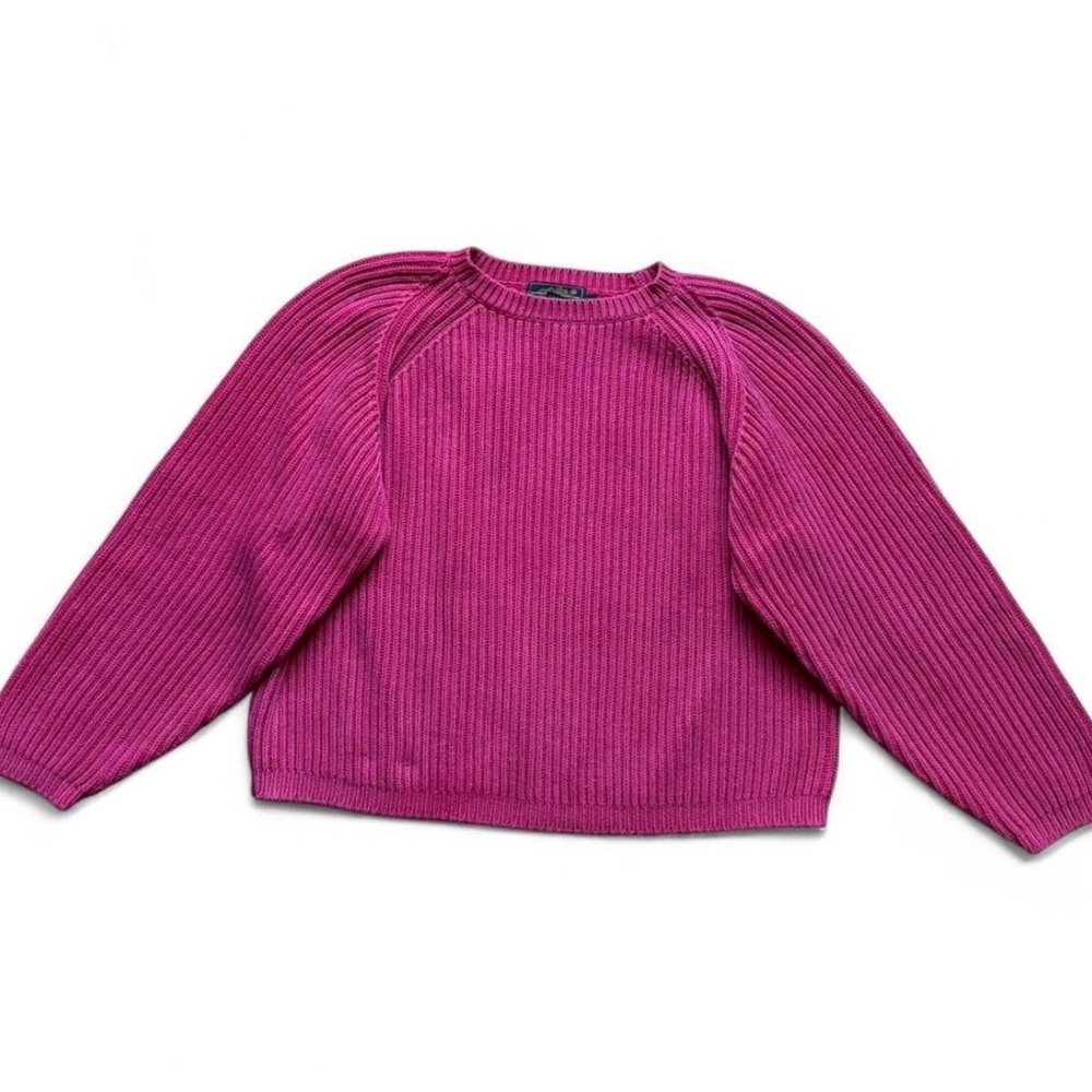Vintage Eddie Bauer Faded Red Chunky Knit Sweater Boxy Crop Heavy Women’s Med